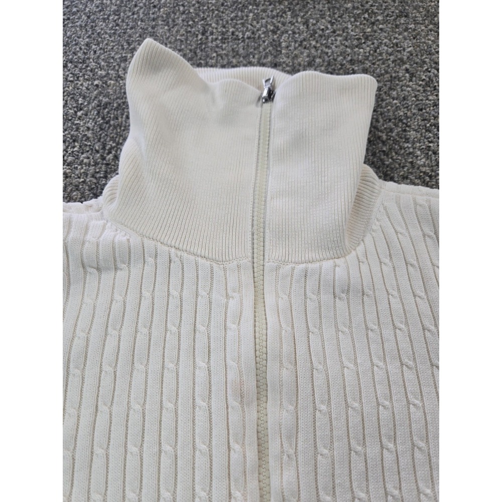 Liz Claiborne Petite Full Zip Sweater Petite Medium Ivory - Picture 4 of 11